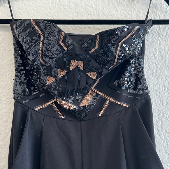 Express Festive Black Sequin Jumpsuit - Picture 5 of 8